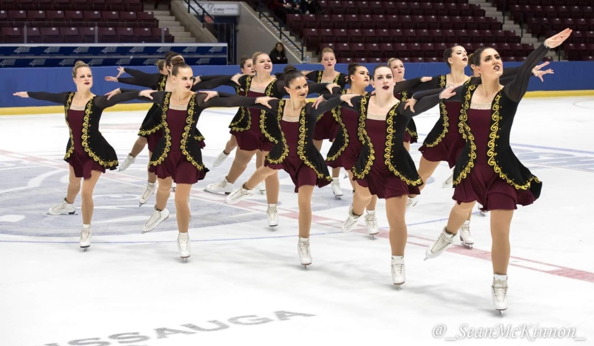 Rogowsky (first row, second from the left) join the University of Manitoba's Synchronized Skating Team Ice Intrepid last fall. In January, the team performed at Winterfest in Mississauga, Ontario. (Photo Credit: Sean McKinnon) 
